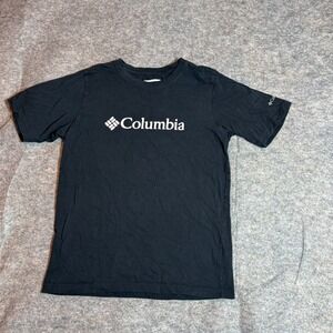 Columbia Logo Youth Boys Large T-Shirt Black Cotton Graphic Tee AB7178